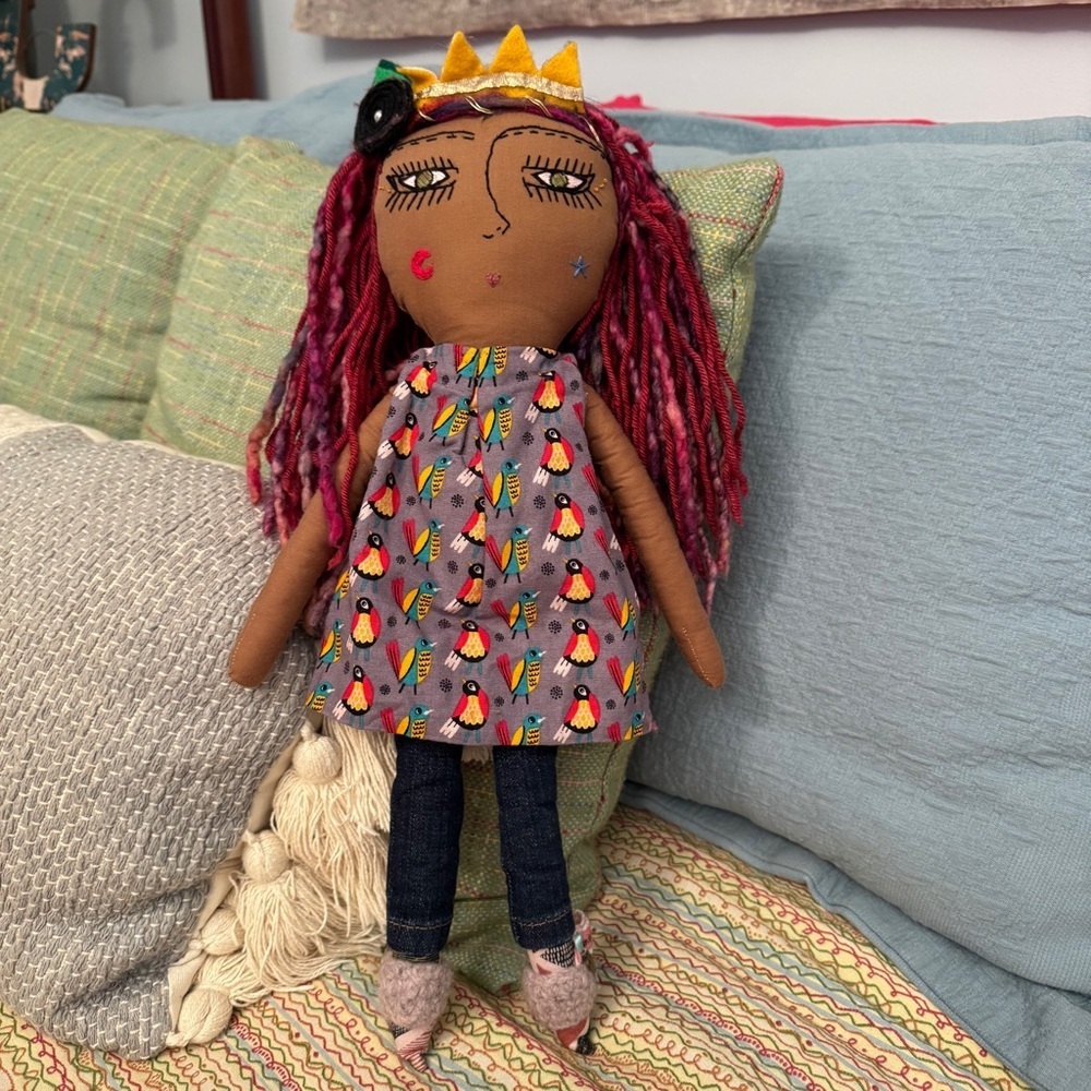Handmade Lunikart Doll with Colorful Dress and Crown 18” tall
